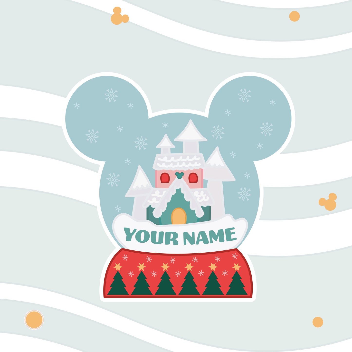 Mickey Snow Globe Magnets, Disney Cruise Magnets, Family Name Banner Sign with Cruise Name and Date, Fully Customizable