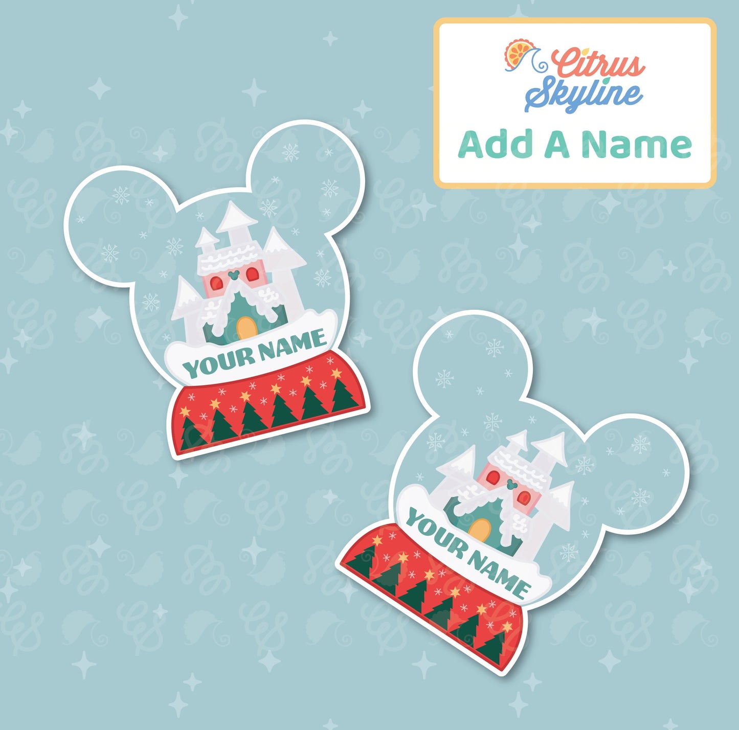 Mickey Snow Globe Magnets, Disney Cruise Magnets, Family Name Banner Sign with Cruise Name and Date, Fully Customizable