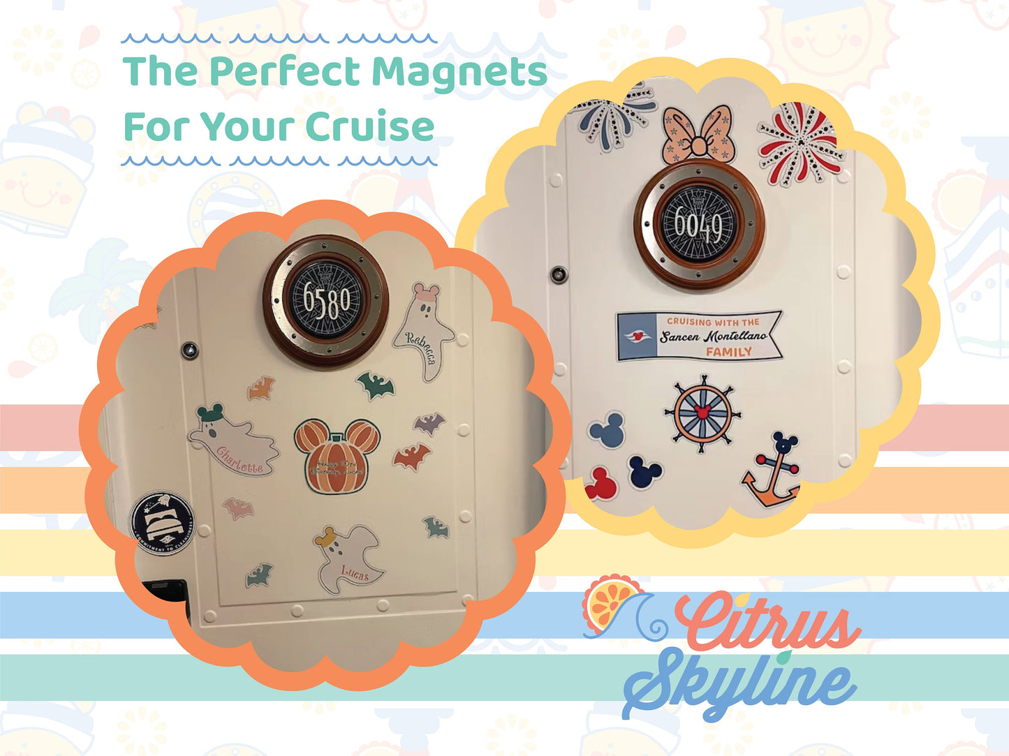 Halloween Cruise Magnets for Disney Halloween on the High Seas Spooky Silly Skeletons in Mouse Ear Hats