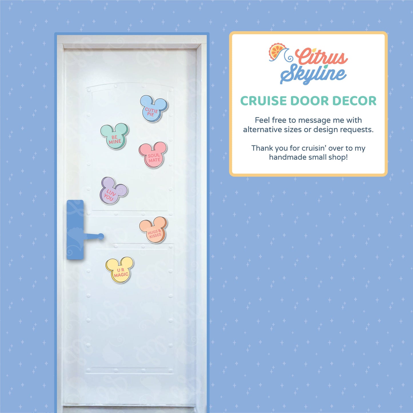 Conversation Heart Mickeys for Disney Cruise or Gifting: 6 Colors with Cute Sayings for Valentine's Gifts or Sweethearts Cruise